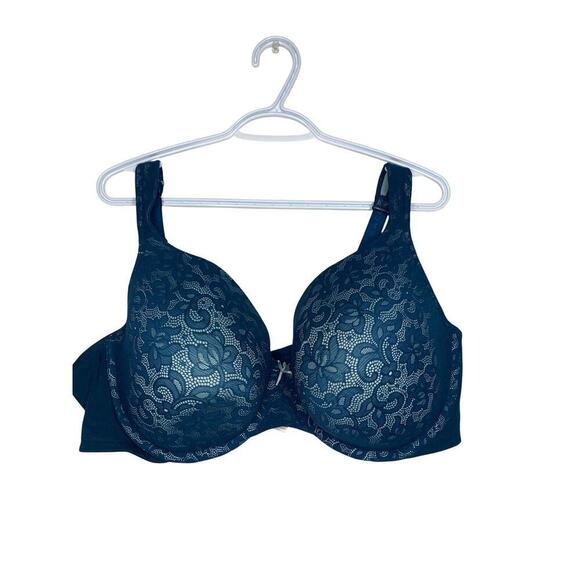 Cacique Cotton Lightly Lined Full Coverage Bra With Lace in Poseidon - Picture 4 of 6